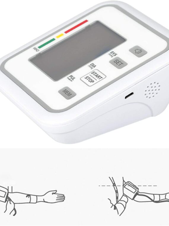 BABIFIS Full Automatic Upper Arm Type Electronic Sphygmomanometer English Voice Broadcast Blood Pressure Machine For Home Use Silver