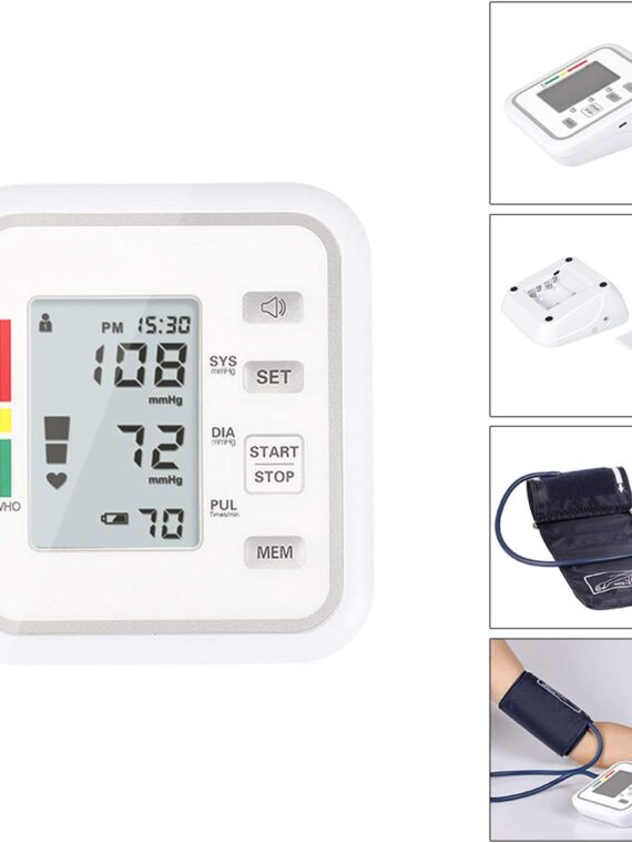 BABIFIS Full Automatic Upper Arm Type Electronic Sphygmomanometer English Voice Broadcast Blood Pressure Machine For Home Use Silver
