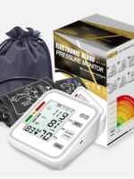 BABIFIS Full Automatic Upper Arm Type Electronic Sphygmomanometer English Voice Broadcast Blood Pressure Machine For Home Use Silver