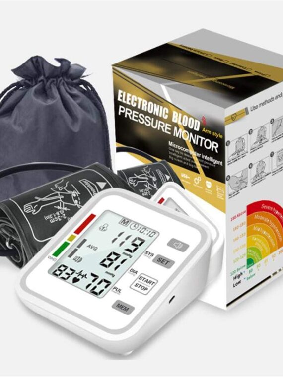 BABIFIS Full Automatic Upper Arm Type Electronic Sphygmomanometer English Voice Broadcast Blood Pressure Machine For Home Use Silver